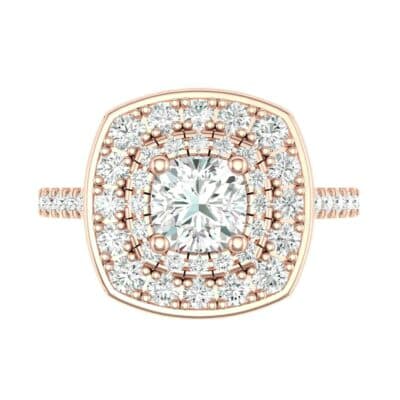 Gala Double Halo Cushion-Cut Diamond Engagement Ring (0.92 CTW) Top Flat View