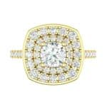Gala Double Halo Cushion-Cut Diamond Engagement Ring (0.92 CTW) Top Flat View