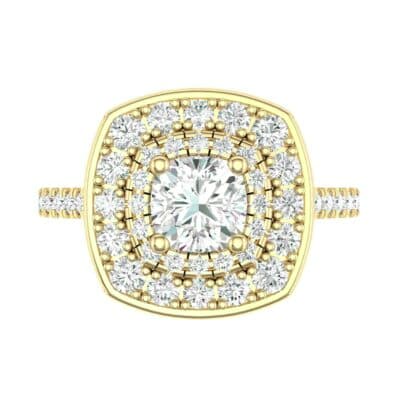 Gala Double Halo Cushion-Cut Diamond Engagement Ring (0.92 CTW) Top Flat View