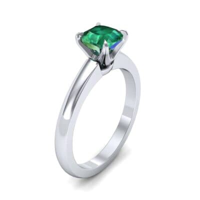 Claw Prong Cushion-Cut Solitaire Emerald Engagement Ring (0.66 CTW) Perspective View