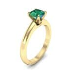 Claw Prong Cushion-Cut Solitaire Emerald Engagement Ring (0.66 CTW) Perspective View
