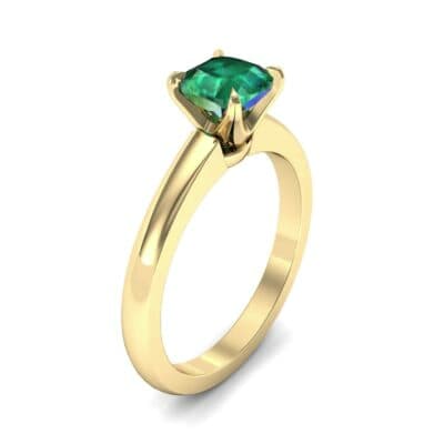 Claw Prong Cushion-Cut Solitaire Emerald Engagement Ring (0.66 CTW) Perspective View