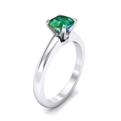 Claw Prong Cushion-Cut Solitaire Emerald Engagement Ring (0.66 CTW) Perspective View