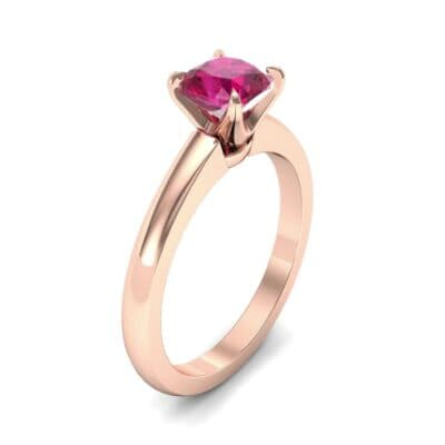 Claw Prong Cushion-Cut Solitaire Ruby Engagement Ring (0.66 CTW) Perspective View