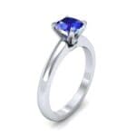Claw Prong Cushion-Cut Solitaire Blue Sapphire Engagement Ring (0.66 CTW) Perspective View