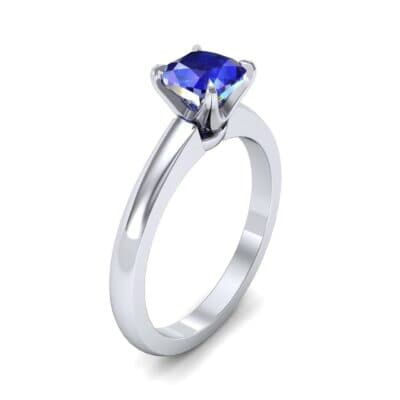 Claw Prong Cushion-Cut Solitaire Blue Sapphire Engagement Ring (0.66 CTW) Perspective View