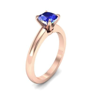 Claw Prong Cushion-Cut Solitaire Blue Sapphire Engagement Ring (0.66 CTW) Perspective View