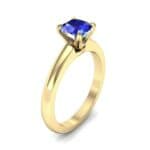Claw Prong Cushion-Cut Solitaire Blue Sapphire Engagement Ring (0.66 CTW) Perspective View