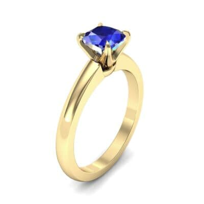 Claw Prong Cushion-Cut Solitaire Blue Sapphire Engagement Ring (0.66 CTW) Perspective View