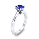 Claw Prong Cushion-Cut Solitaire Blue Sapphire Engagement Ring (0.66 CTW) Perspective View