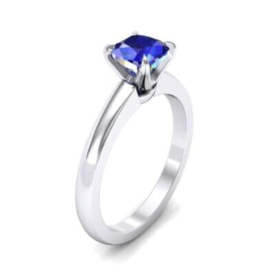 Claw Prong Cushion-Cut Solitaire Blue Sapphire Engagement Ring (0.66 CTW) Perspective View