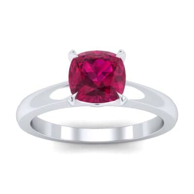 Claw Prong Cushion-Cut Solitaire Ruby Engagement Ring (0.66 CTW) Top Dynamic View