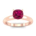 Claw Prong Cushion-Cut Solitaire Ruby Engagement Ring (0.66 CTW) Top Dynamic View