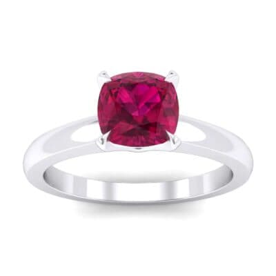 Claw Prong Cushion-Cut Solitaire Ruby Engagement Ring (0.66 CTW) Top Dynamic View