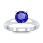Claw Prong Cushion-Cut Solitaire Blue Sapphire Engagement Ring (0.66 CTW) Top Dynamic View