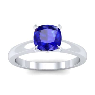 Claw Prong Cushion-Cut Solitaire Blue Sapphire Engagement Ring (0.66 CTW) Top Dynamic View