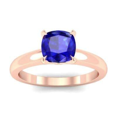 Claw Prong Cushion-Cut Solitaire Blue Sapphire Engagement Ring (0.66 CTW) Top Dynamic View