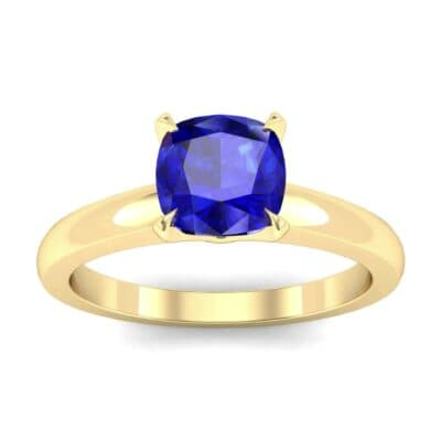 Claw Prong Cushion-Cut Solitaire Blue Sapphire Engagement Ring (0.66 CTW) Top Dynamic View