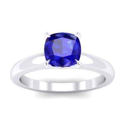 Claw Prong Cushion-Cut Solitaire Blue Sapphire Engagement Ring (0.66 CTW) Top Dynamic View