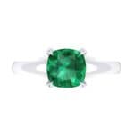 Claw Prong Cushion-Cut Solitaire Emerald Engagement Ring (0.66 CTW) Top Flat View
