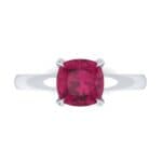 Claw Prong Cushion-Cut Solitaire Ruby Engagement Ring (0.66 CTW) Top Flat View