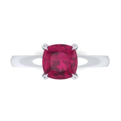 Claw Prong Cushion-Cut Solitaire Ruby Engagement Ring (0.66 CTW) Top Flat View
