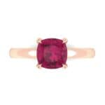 Claw Prong Cushion-Cut Solitaire Ruby Engagement Ring (0.66 CTW) Top Flat View