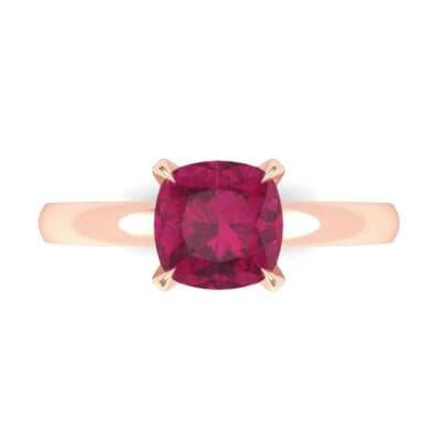 Claw Prong Cushion-Cut Solitaire Ruby Engagement Ring (0.66 CTW) Top Flat View