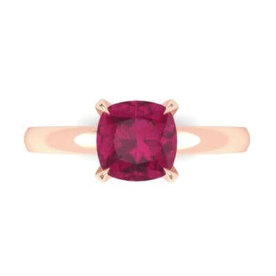 Claw Prong Cushion-Cut Solitaire Ruby Engagement Ring (0.66 CTW) Top Flat View