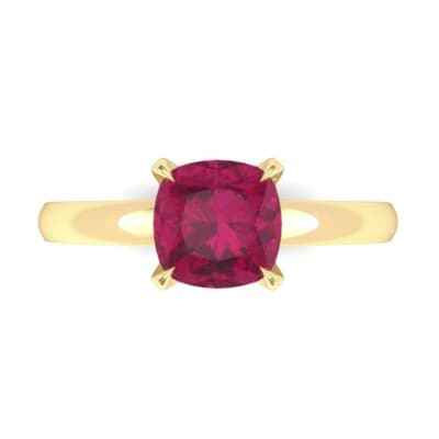 Claw Prong Cushion-Cut Solitaire Ruby Engagement Ring (0.66 CTW) Top Flat View