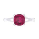 Claw Prong Cushion-Cut Solitaire Ruby Engagement Ring (0.66 CTW) Top Flat View