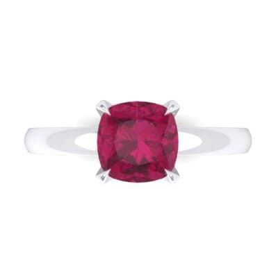 Claw Prong Cushion-Cut Solitaire Ruby Engagement Ring (0.66 CTW) Top Flat View