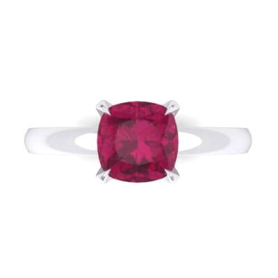 Claw Prong Cushion-Cut Solitaire Ruby Engagement Ring (0.66 CTW) Top Flat View