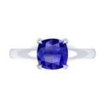Claw Prong Cushion-Cut Solitaire Blue Sapphire Engagement Ring (0.66 CTW) Top Flat View