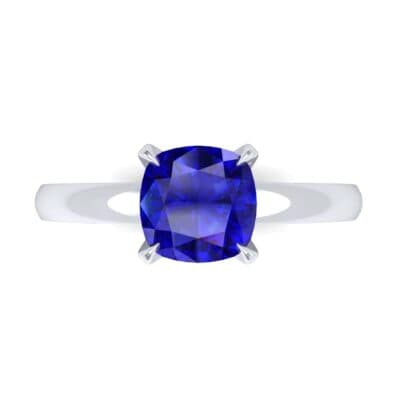 Claw Prong Cushion-Cut Solitaire Blue Sapphire Engagement Ring (0.66 CTW) Top Flat View