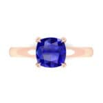 Claw Prong Cushion-Cut Solitaire Blue Sapphire Engagement Ring (0.66 CTW) Top Flat View