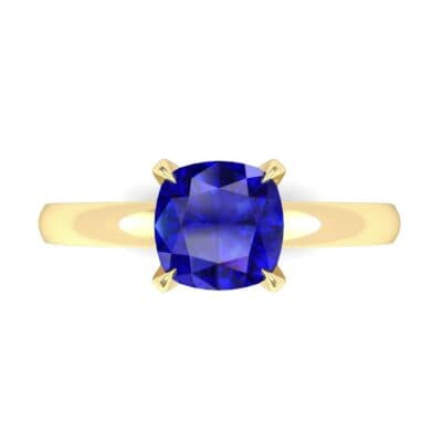 Claw Prong Cushion-Cut Solitaire Blue Sapphire Engagement Ring (0.66 CTW) Top Flat View