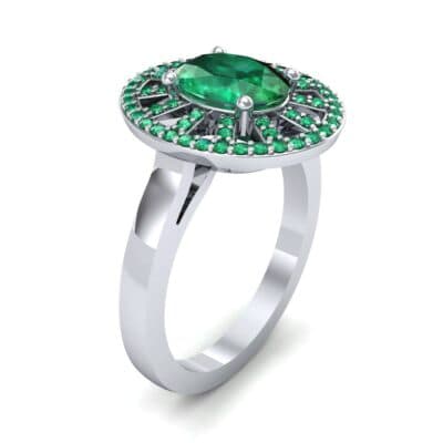 Oval Pierced Halo Emerald Ring (1.51 CTW) Perspective View