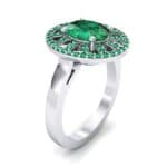 Oval Pierced Halo Emerald Ring (1.51 CTW) Perspective View