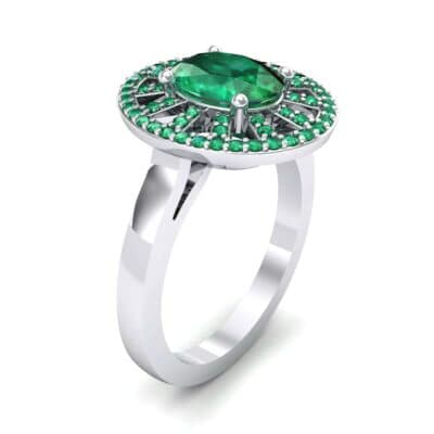 Oval Pierced Halo Emerald Ring (1.51 CTW) Perspective View
