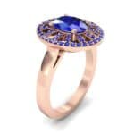 Oval Pierced Halo Blue Sapphire Ring (1.51 CTW) Perspective View