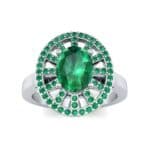 Oval Pierced Halo Emerald Ring (1.51 CTW) Top Dynamic View