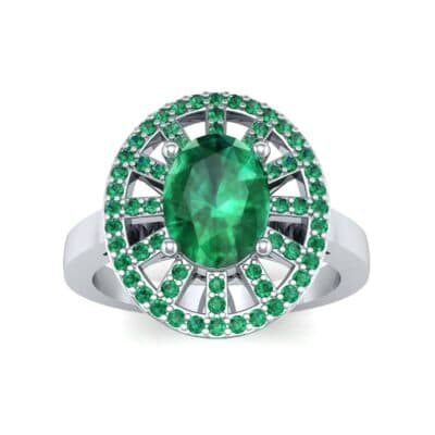 Oval Pierced Halo Emerald Ring (1.51 CTW) Top Dynamic View