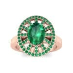 Oval Pierced Halo Emerald Ring (1.51 CTW) Top Dynamic View