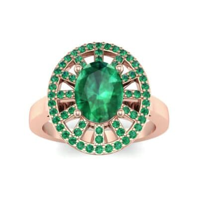 Oval Pierced Halo Emerald Ring (1.51 CTW) Top Dynamic View