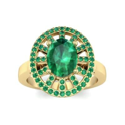 Oval Pierced Halo Emerald Ring (1.51 CTW) Top Dynamic View