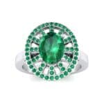 Oval Pierced Halo Emerald Ring (1.51 CTW) Top Dynamic View