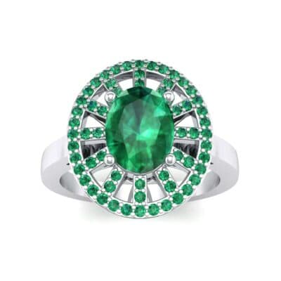 Oval Pierced Halo Emerald Ring (1.51 CTW) Top Dynamic View
