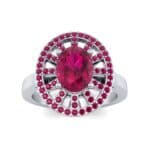 Oval Pierced Halo Ruby Ring (1.51 CTW) Top Dynamic View