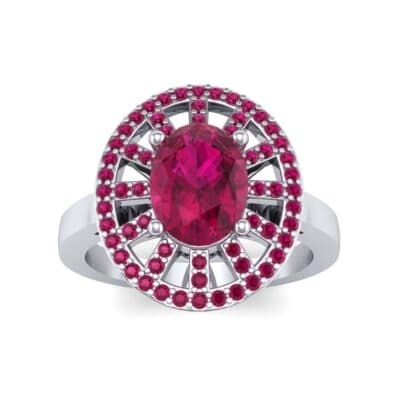 Oval Pierced Halo Ruby Ring (1.51 CTW) Top Dynamic View